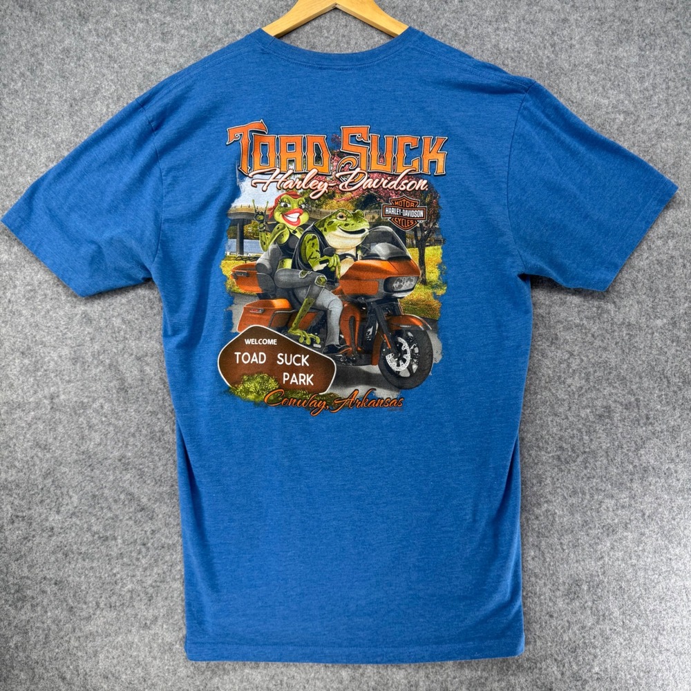 Harley-Davidson 2021 Toad Suck T-Shirt Mens L Blue Graphic Tee Arkansas